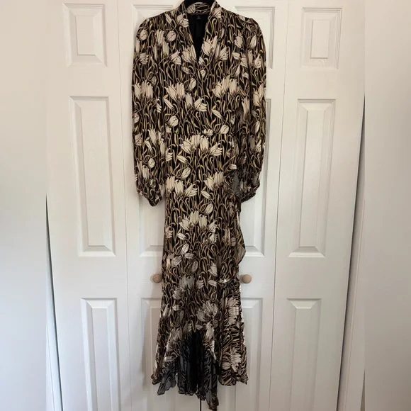 Banana Republic Fiori Ruffle Wrap Dress Size M - Picture 5 of 11